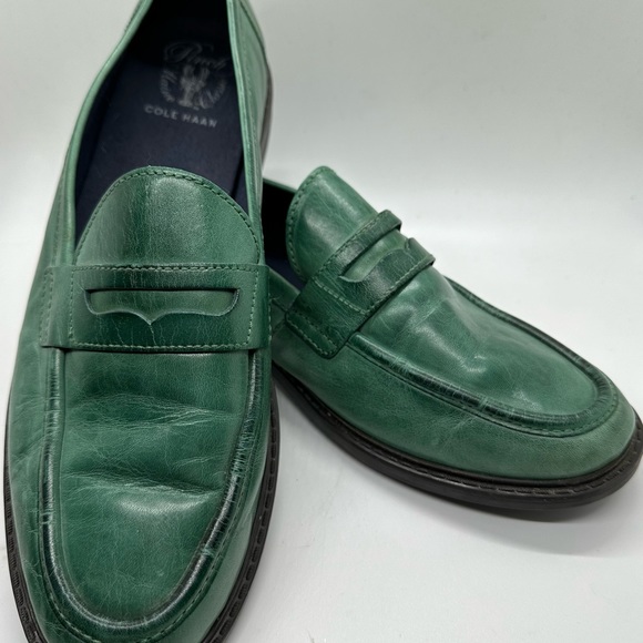 Mens Cole Haan Pinch Maine Classic Green Leather Penny Loafers 10.5B